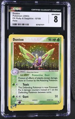 CGC 8 Dustox 2003 EX Ruby & Sapphire 6/109 Holo Pokemon Card - Image 1
