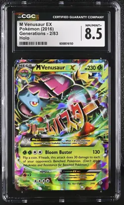 CGC 8.5 M Venusaur EX 2016 Generations 2/83 Holo Pokemon Card - Image 1