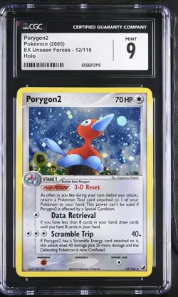 CGC 9 MINT Porygon2 2005 EX Unseen Forces 12/115 Holo Pokemon Card - Image 1