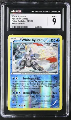 CGC 9 MINT White Kyurem 2016 Fates Collide 21/124 Reverse Holo Pokemon Card - Image 1