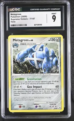 CGC 9 MINT Metagross 2009 Supreme Victors 7/147 Holo Pokemon Card - Image 1
