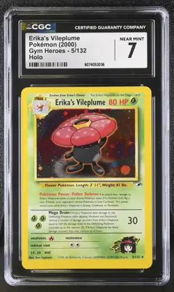 CGC 7 Erika's Vileplume 2000 Gym Heroes 5/132 Holo Pokemon Card - Image 1