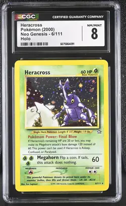 CGC 8 Heracross 2000 Neo Genesis 6/111 Holo Pokemon Card - Image 1