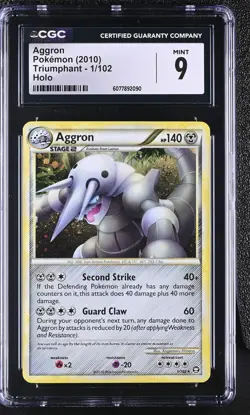 CGC 9 MINT Aggron 2010 Triumphant 1/102 Holo Pokemon Card - Image 1
