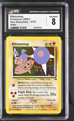 CGC 8 Hitmontop 2001 Neo Discovery 3/75 Holo Pokemon Card - Image 1
