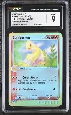 CGC 9 MINT Combusken 2003 EX Dragon 25/97 Reverse Holo Pokemon Card - Image 1