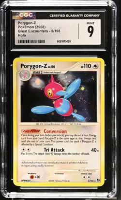 CGC 9 Porygon-Z 2008 Great Encounters 6/106 Holo Pokemon Card - Image 1