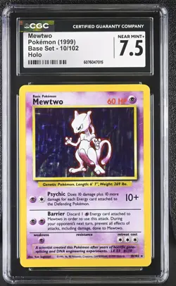 CGC 7.5 Mewtwo 1999 Base Set 10/102 Holo Pokemon Card - Image 1
