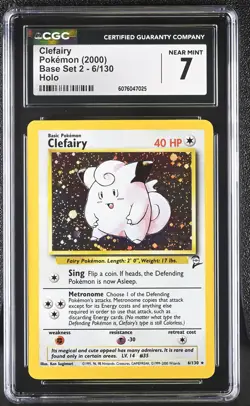 CGC 7 Clefairy 2000 Base Set 2 6/130 Holo Pokemon Card - Image 1