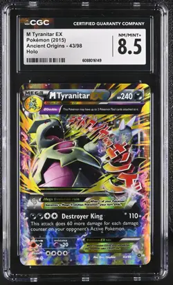 CGC 8.5 M Tyranitar EX 2015 Ancient Origins 43/98 Holo Pokemon Card - Image 1
