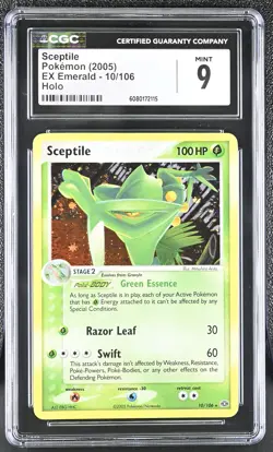 CGC 9 MINT Sceptile 2005 EX Emerald 10/106 Holo Pokemon Card - Image 1