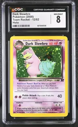 CGC 8 Dark Slowbro 2000 Team Rocket 12/82 Holo Pokemon Card - Image 1