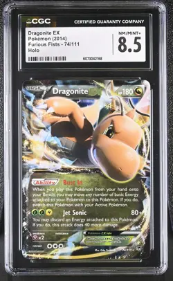 CGC 8.5 Dragonite EX 2014 Furious Fists 74/111 Holo Pokemon Card - Image 1