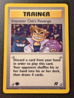 [Ink Error] 1st Edition Imposter Oak's Revenge 76/82 Team Rocket Pokemon Card MP - Image 1