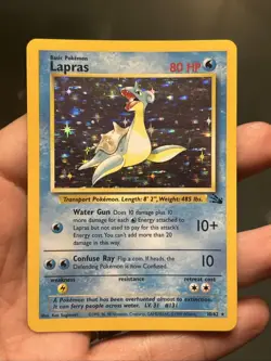 Pokemon TCG Lapras Fossil Holo Unlimited Rare Card 10/62 Vintage 1999 WOTC - Image 1