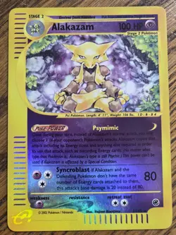 Pokemon 2002 Expedition Reverse Holo #1/165 ALAKAZAM nice card,,,read - Image 1