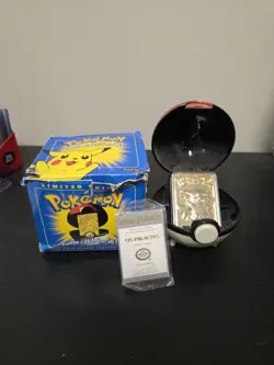 Orig 1999 Pokemon Pikachu Burger King 23k Gold Plated Card + Pokeball, COA & Box - Image 1