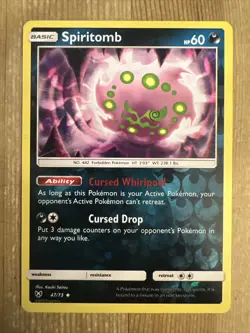 Pokemon TCG Spiritomb Shining Legends 47/73 Reverse Holo Uncommon LP - Image 1