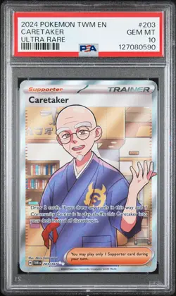 2024 POKEMON TWM EN-TWILIGHT MASQUERADE ULTRA RARE #203 CARETAKER PSA 10 - Image 1
