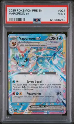 2025 POKEMON PRE EN-PRISMATIC EVOLUTIONS #023 VAPOREON EX PSA 9 - Image 1