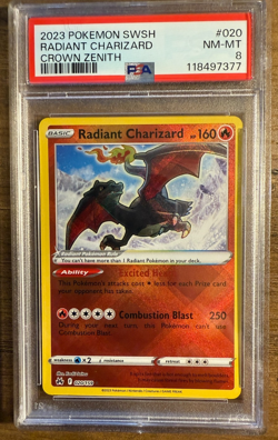 2023 Pokemon swsh radian charizard crown zenith - PSA 8 - Image 1