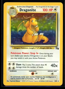 1999 Fossil Dragonite #4/62 Holo Rare Pokemon Card Vintage - Image 1
