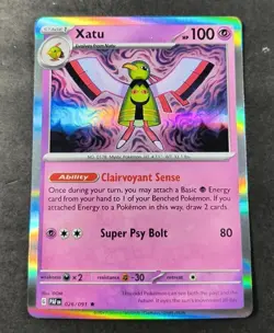 Pokemon Paldean Fates Xatu Holo Rare Card 026/091 NM - Image 1