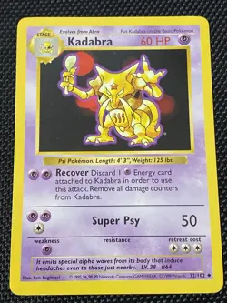 Pokemon Cards: Kadabra 32/102 Shadowless Base Set Uncommon LP/NM - Image 1