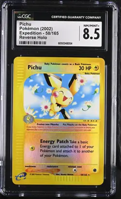 CGC 8.5 Pichu 2002 Expedition 58/165 Reverse Holo Pokemon Card - Image 1
