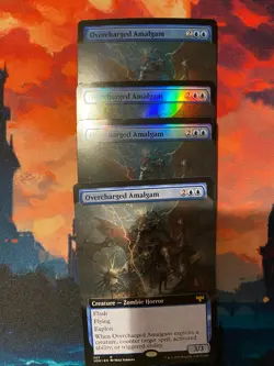 MTG Innistrad Crimson vow Overcharged Amalgam Extended Art x 4, Three Foil - Image 1