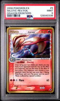 2006 POKEMON EX DRAGON FRONTIERS #5 MILOTIC-REVERSE FOIL PSA 9 - Image 1