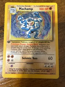 Pokemon TCG Machamp Holo 1st Edition Base Set #8/102 Holo Rare VTG WOTC - Image 1