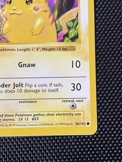 Pokemon TCG Pikachu (Red Cheeks) 58/102 Shadowless A LP/NM - Image 4