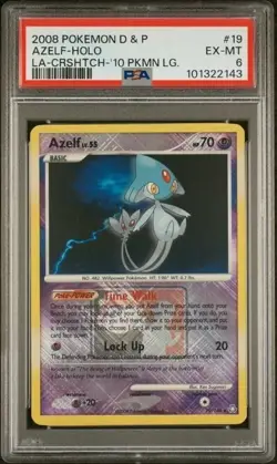 AZELF PSA 6 • 2008 #19 Crosshatch Reverse Holo League Promo Pokemon • FAST SHIP - Image 1
