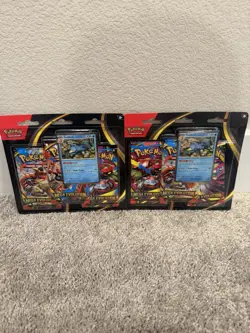 Pokemon TCG Mega Evolution 3-Pack Blister Set Golduck Lot of 2 Factory Sealed - Image 1