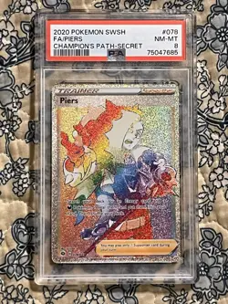 2020 PSA 8 Pokemon Piers 78/72 Secret Rare Card Champions Path RR SR - Image 1