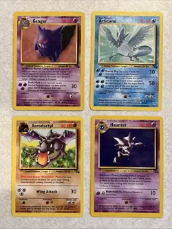 Pokemon Vintage 1999 Fossil Rare Card Lot x4 Non Holo NM/M Gengar Atricuno WOTC - Image 1