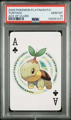 2009 POKEMON PLATINUM VERSION PLAYING CARDS ACE OF CLUBS TURTWIG PSA 10 - Image 1