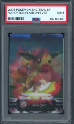 Pokemon PSA 9 Mint 2004 Carddass Zukan Eevee / Flareon / Vaporeon Lenticular - Image 1
