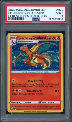Pokemon PSA 9 Mint SWSH Promo Holo Special Delivery Charizard SWSH075 - Image 1
