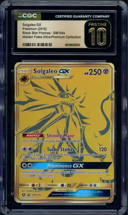 Pokemon CGC 10 Pristine Hidden Fates UPC Promo Gold Solgaleo GX SM104A - Image 1