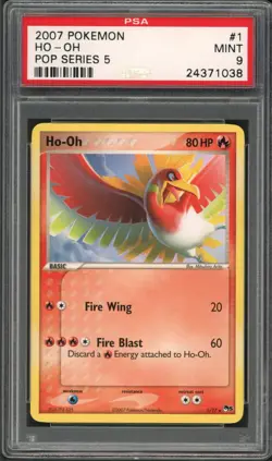 Pokemon PSA 9 Mint Pop Series 5 Non-Holo Ho-Oh 1/17 - Image 1