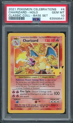 Pokemon PSA 10 Gem Mint Celebrations: Classic Collection Holo Charizard 4/102 - Image 1