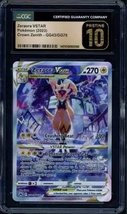 Pokemon CGC 10 Pristine Crown Zenith: Galarian Gallery Zeraora VSTAR GG43/GG70 - Image 1