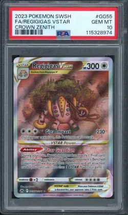 Pokemon PSA 10 Crown Zenith: Galarian Gallery Full Art Regigigas VSTAR GG55/GG70 - Image 1