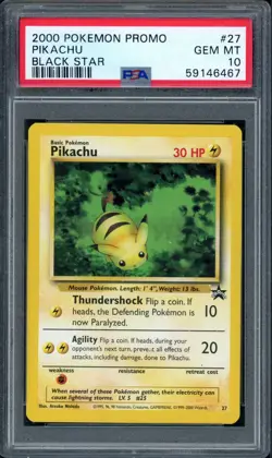 Pokemon PSA 10 Gem Mint Black Star Promo Pikachu #27 - Image 1