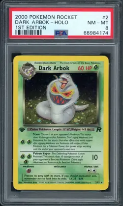 Pokemon PSA 8 NM-MT 1st Ed. Team Rocket Holo Dark Arbok 2/82 - Image 1
