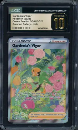 Pokemon CGC 10 Pristine Crown Zenith Galarian Gallery Gardenia's Vigor GG61/GG70 - Image 1