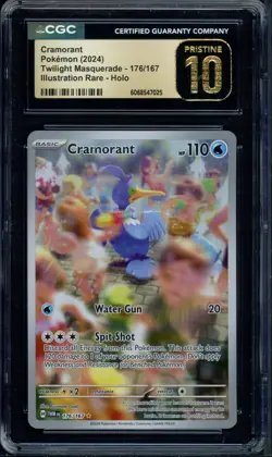 Pokemon CGC 10 Pristine Twilight Masquerade Illustration Rare Cramorant 176/167 - Image 1