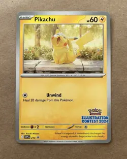 Pikachu SVP214 Illustration Contest 2024 Black Star Promo Pokemon NM A - Image 1
